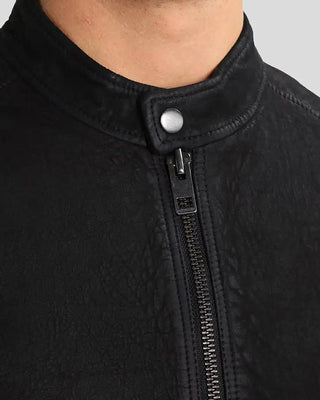 Men's Rey Black Suede Racer Leather Jacket – view 5