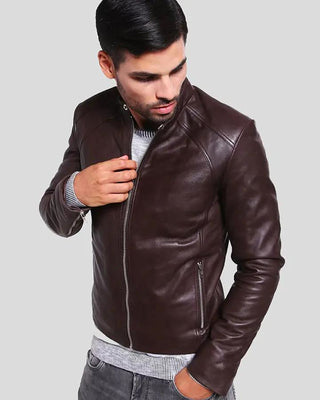 Men's Joey Brown Leather Racer Jacket
