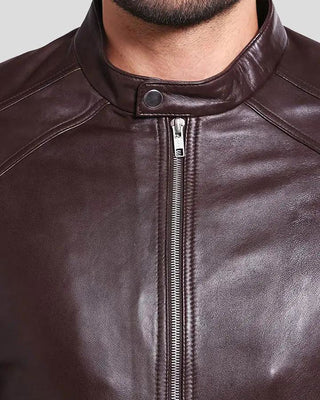 Men's Joey Brown Leather Racer Jacket – view 2