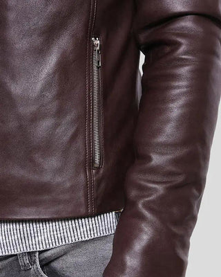 Men's Joey Brown Leather Racer Jacket – view 4