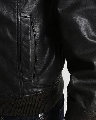 Men's Chet Black Hooded Genuine Leather Jacket – view 3