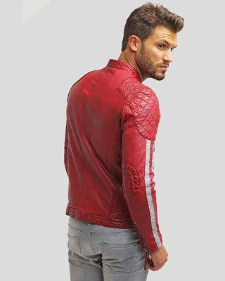 Men's Hank Red Quilted Leather Jacket – view 7