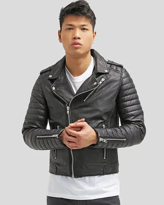 Men's Harl Black Quilted Leather Jacket – view 2