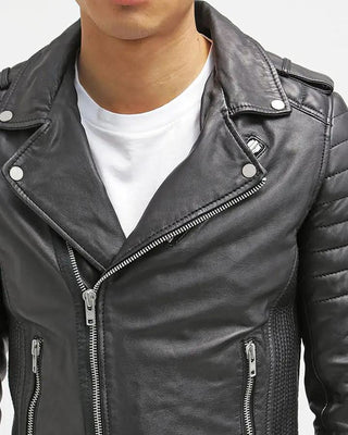 Men's Harl Black Quilted Leather Jacket – view 5