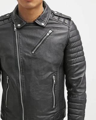 Men's Harl Black Quilted Leather Jacket – view 7