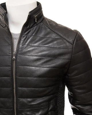 Men's Jair Black Quilted Leather Jacket – view 2