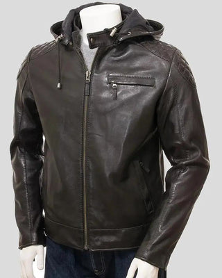 Men's Jami Black Hooded Leather Jacket