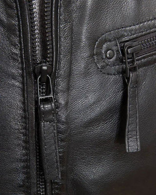 Men's Jed Black Leather Jacket With Hood – view 4
