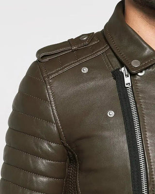 Men's Mac Army Green Quilted Leather Jacket – view 5
