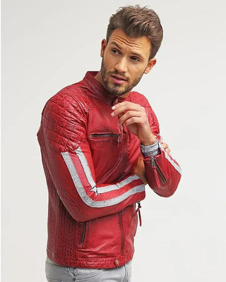 Men's Hank Red Quilted Leather Jacket