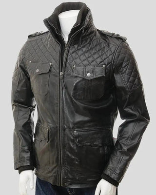 Men's Ronn Black Quilted Leather Jacket