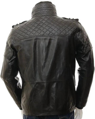 Men's Ronn Black Quilted Leather Jacket – view 4