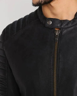 Men's Sung Black Quilted Leather Jacket – view 5