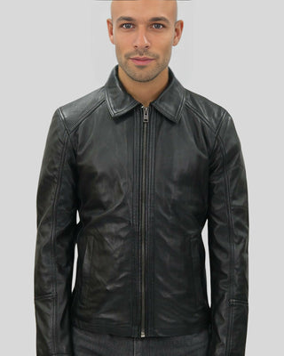 Men's Miles Black Leather Racer Jacket
