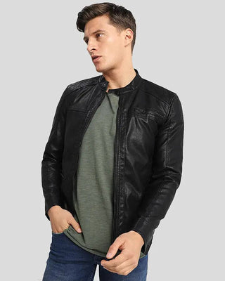 Men's Drew Black Motorcycle Leather Jacket