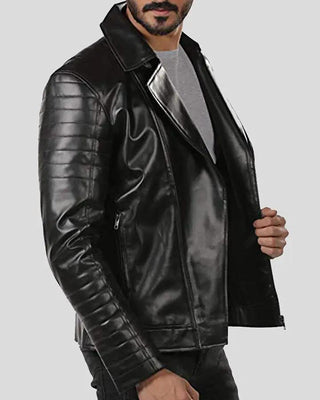 Men's Elex Black Motorcycle Leather Jacket – view 2
