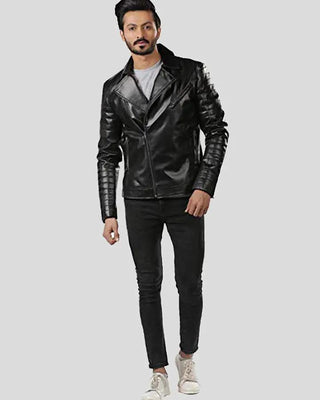 Men's Elex Black Motorcycle Leather Jacket – view 4