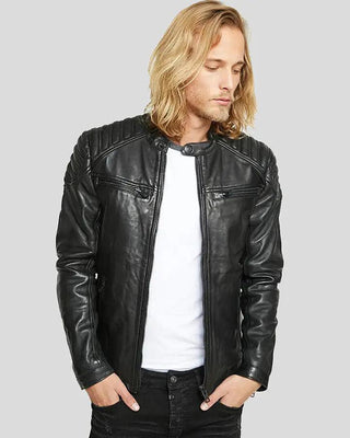 Men's Gary Black Motorcycle Leather Jacket – view 2