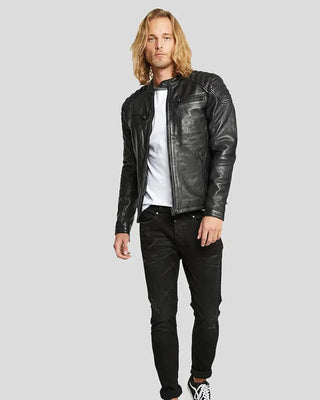 Men's Gary Black Motorcycle Leather Jacket – view 3