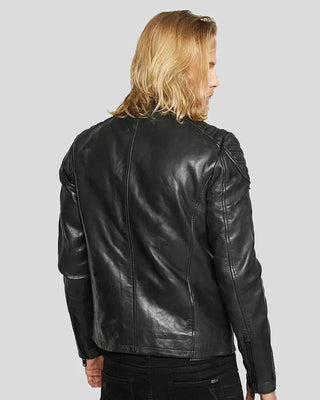 Men's Gary Black Motorcycle Leather Jacket – view 4