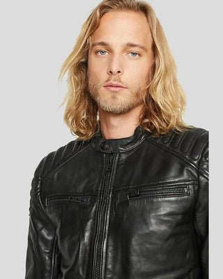 Men's Gary Black Motorcycle Leather Jacket – view 5