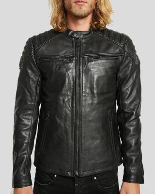 Men's Gary Black Motorcycle Leather Jacket – view 6
