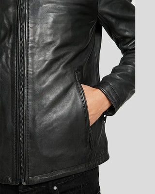 Men's Gary Black Motorcycle Leather Jacket – view 7