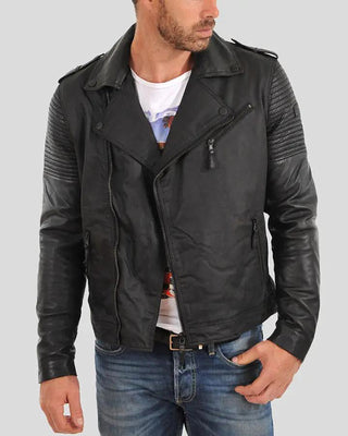 Men's Christopher Black Motorcycle Leather Jacket – view 2
