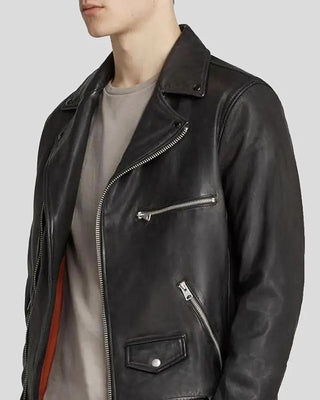 Men's Connor Black Motorcycle Leather Jacket – view 2
