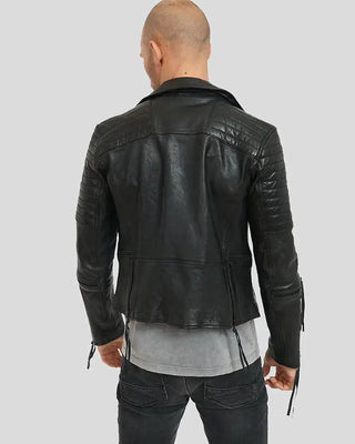 Men's Dylan Black Motorcycle Leather Jacket – view 2