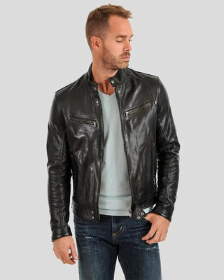 Men's Evan Black Motorcycle Leather Jacket