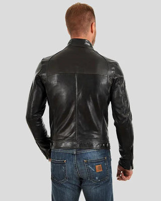 Men's Evan Black Motorcycle Leather Jacket – view 3
