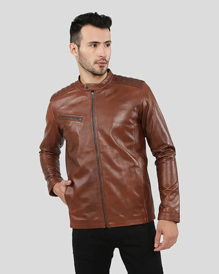 Men's Ollie Brown Racer Leather Jacket
