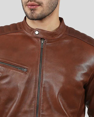 Men's Ollie Brown Racer Leather Jacket – view 2