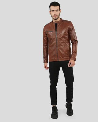 Men's Ollie Brown Racer Leather Jacket – view 4