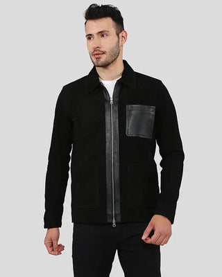 Men's Orme Black Suede Racer Leather Jacket