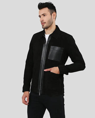 Men's Orme Black Suede Racer Leather Jacket – view 7