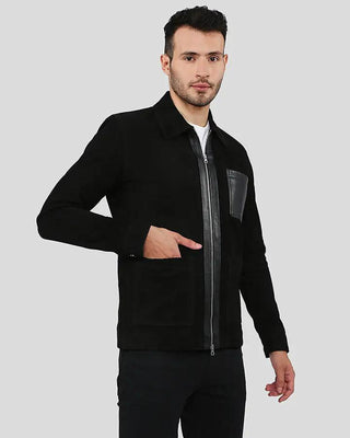 Men's Orme Black Suede Racer Leather Jacket – view 8
