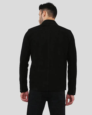 Men's Orme Black Suede Racer Leather Jacket – view 2