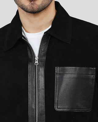 Men's Orme Black Suede Racer Leather Jacket – view 3