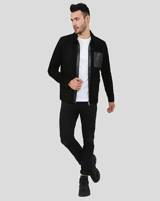 Men's Orme Black Suede Racer Leather Jacket – view 4
