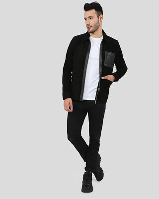 Men's Orme Black Suede Racer Leather Jacket – view 5
