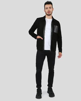 Men's Orme Black Suede Racer Leather Jacket – view 6