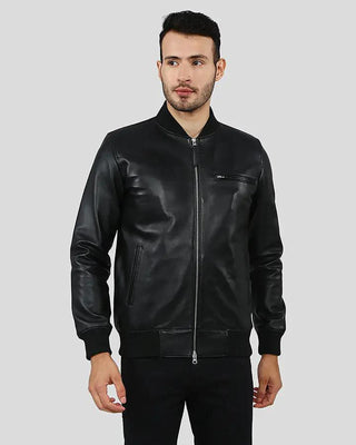Men's Porf Black Bomber Leather Jacket