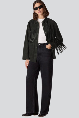 Women's Aerenia Black Suede Fringe Leather Jacket – lookbook video