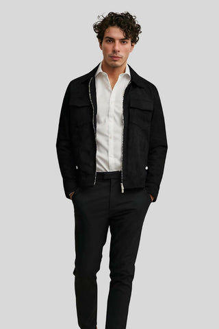 Men's Alexander Black Suede Utility Leather Jacket – lookbook video