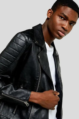 Men's Alpha Black Quilted Moto Leather Jacket – lookbook video