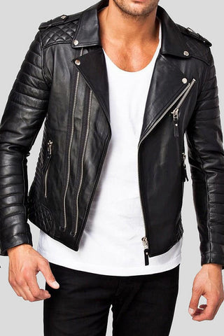 Men's Ambrose Black Panelled Moto Leather Jacket – lookbook video