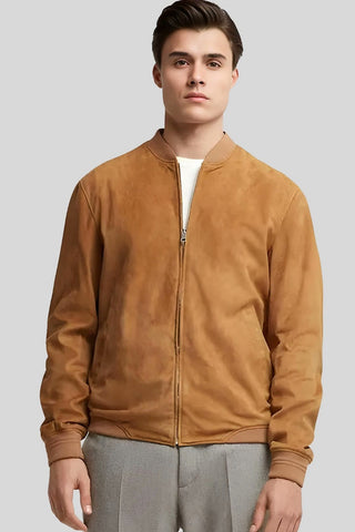 Men's Axton Tan Suede-Style Leather Jacket – lookbook video