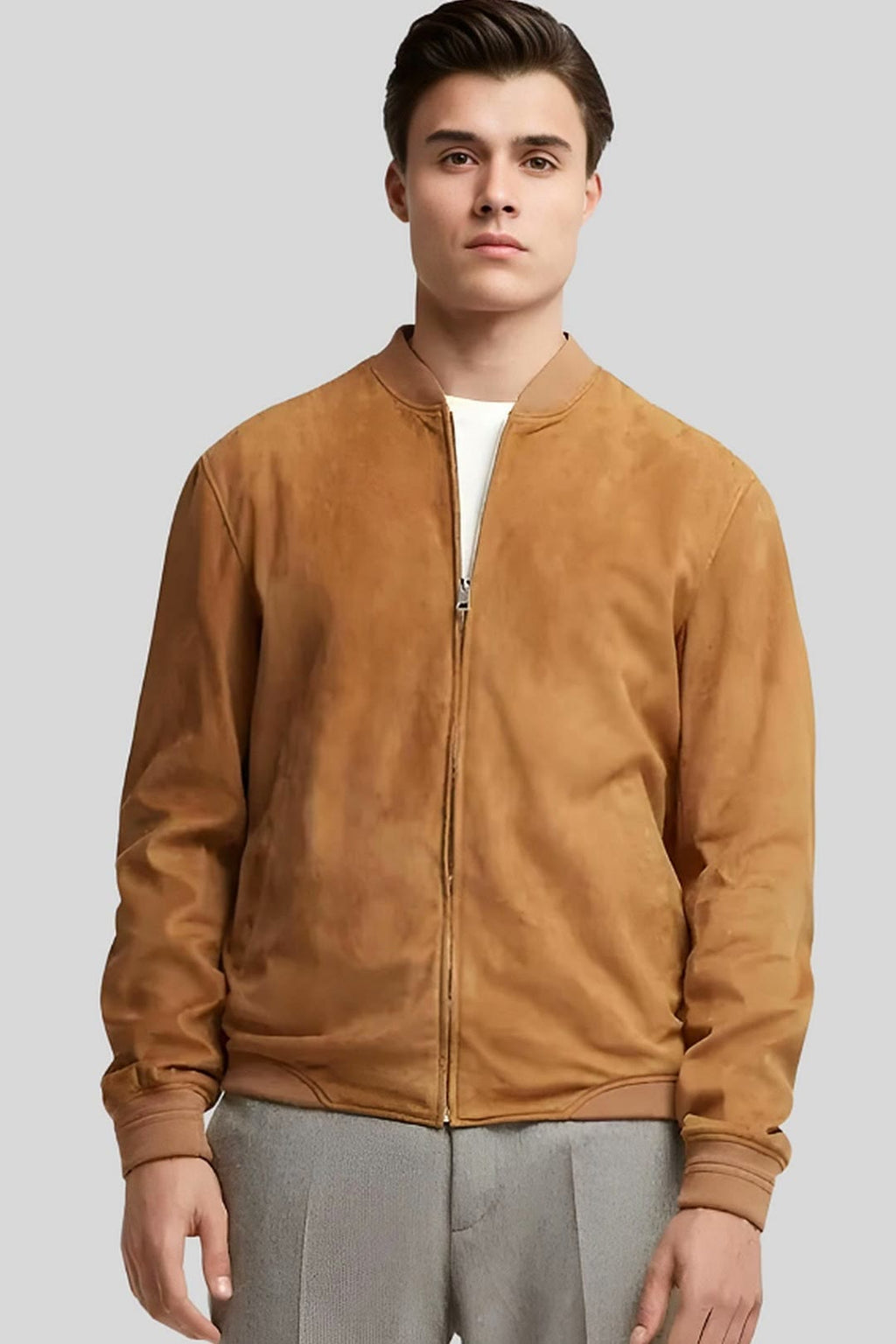 Men's Axton Tan Suede-Style Leather Jacket – lookbook video